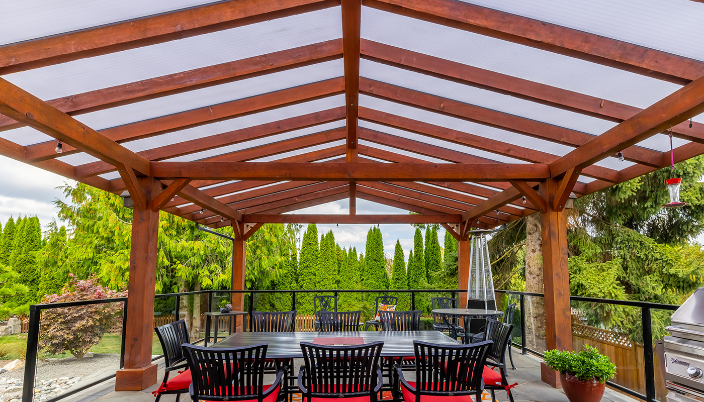 patio cover with dining set