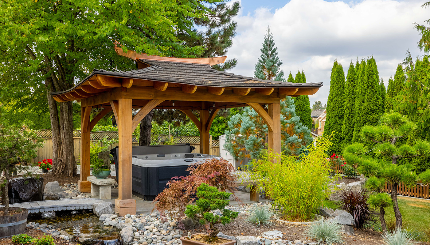 gazebo with hot tub