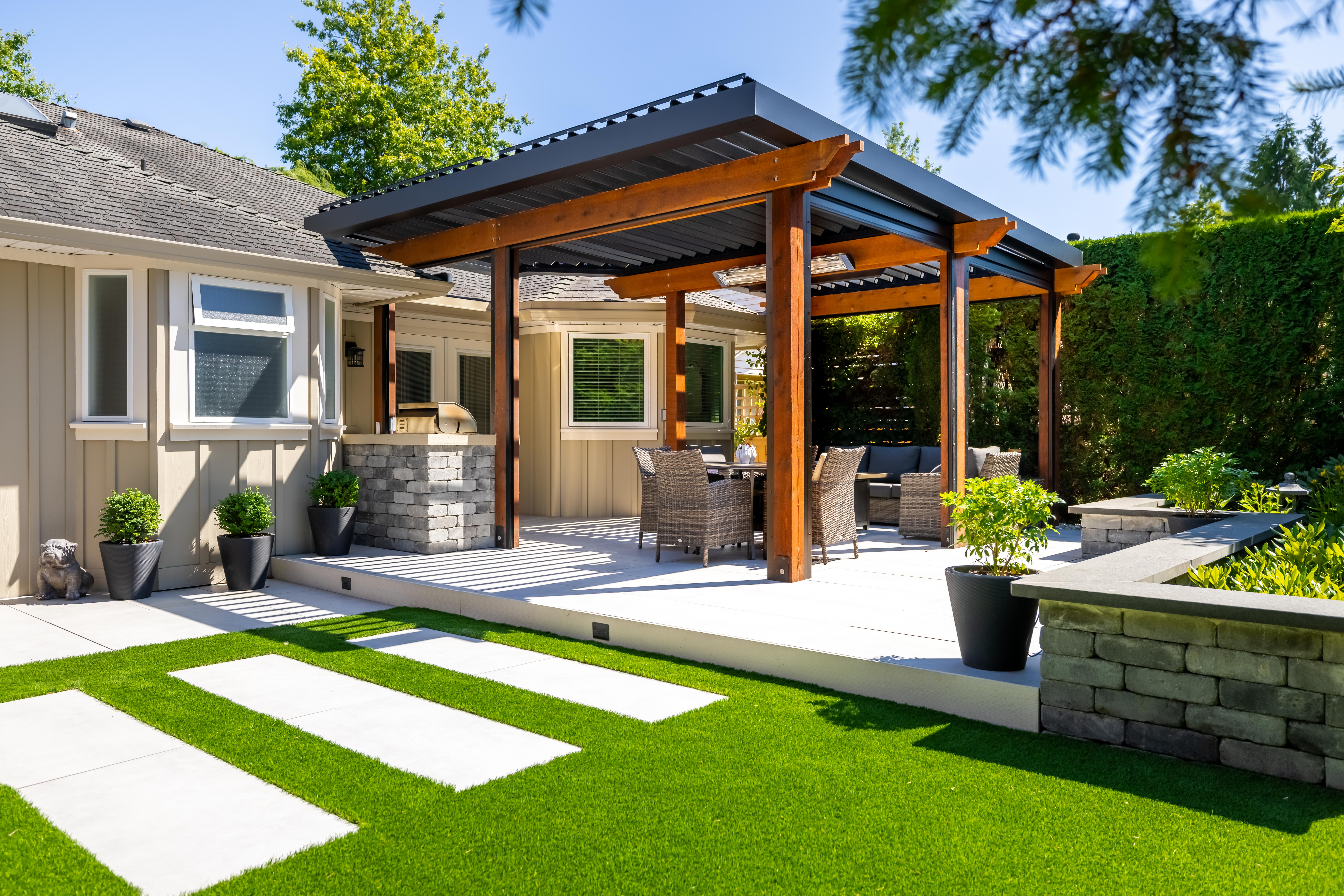 backyard patio with pergola
