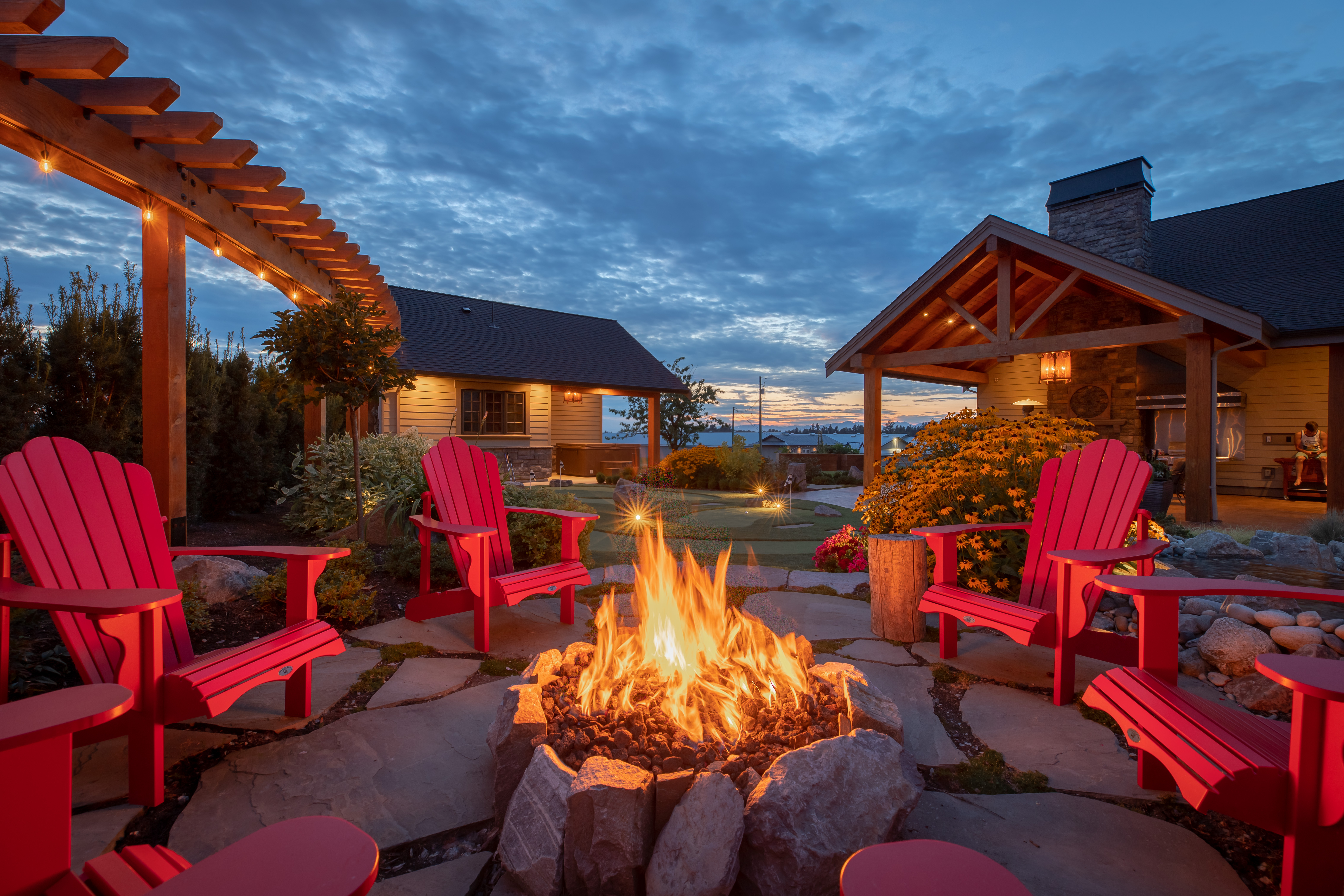 fire pit with chairs